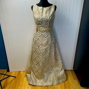 Vintage Gold and Cream Maxi Dress